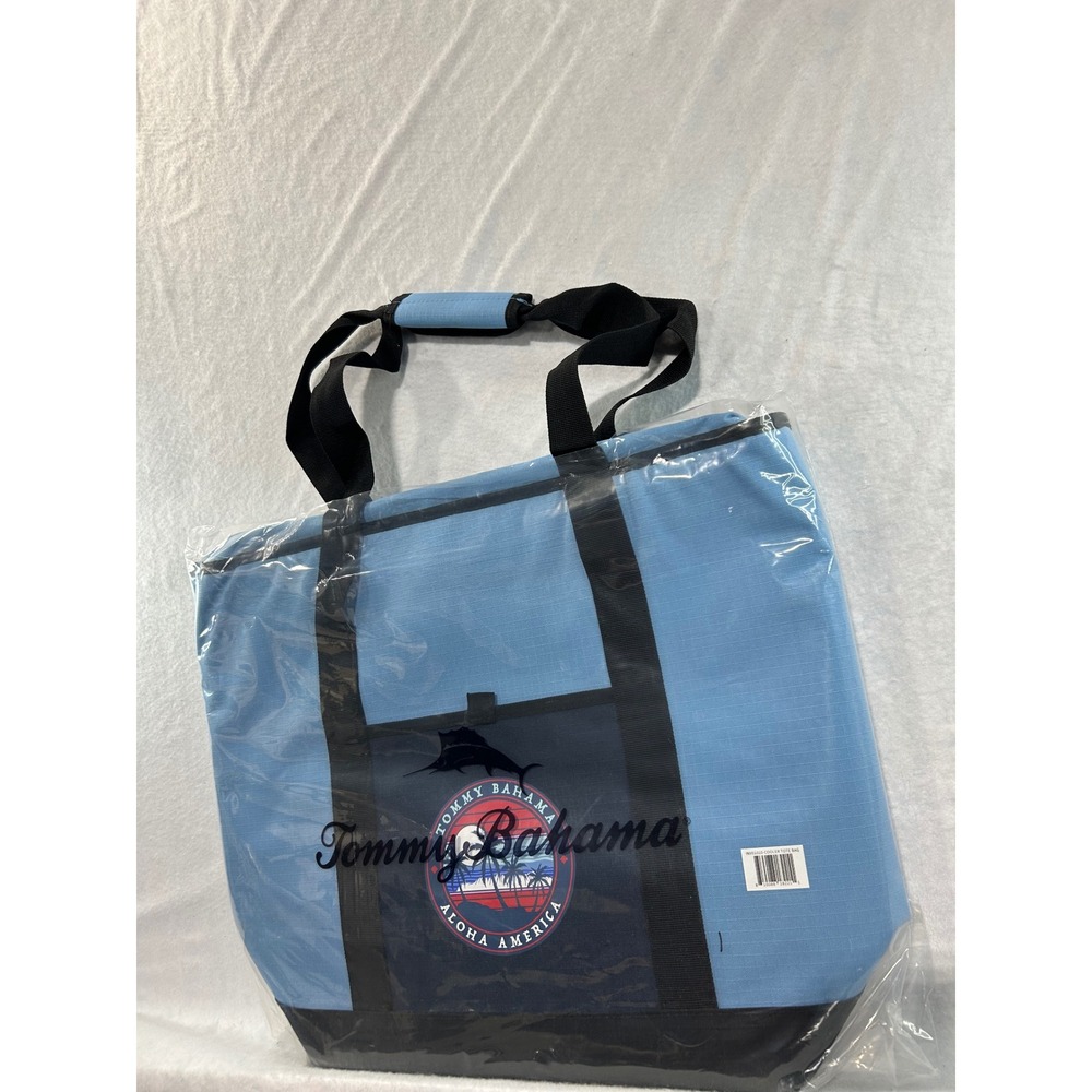 Tommy Bahama Aloha America Insulated Cooler Tote Bag Blue Ripstop Vintage NWT